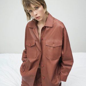 Zara Leather Overshirt Shacket